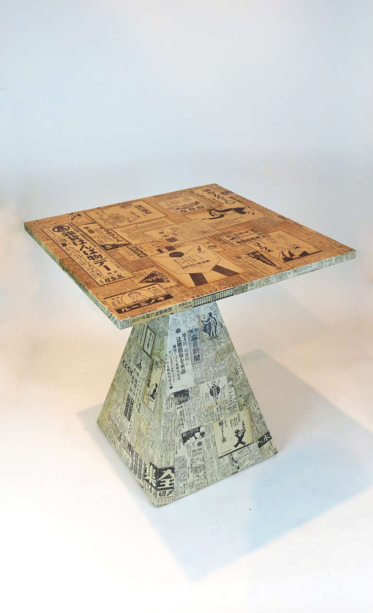 1920s Newspaper-covered Geometrical Table