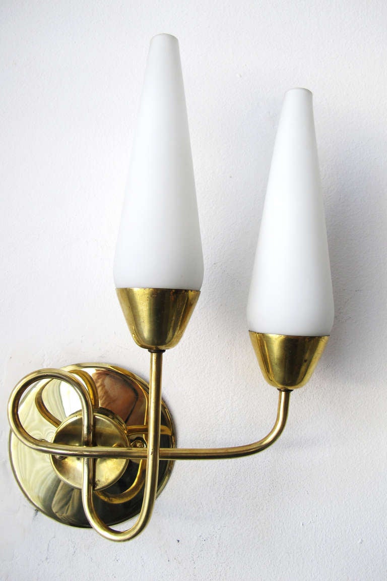 Mid Century Italian Double Cone Shade Lamps 3