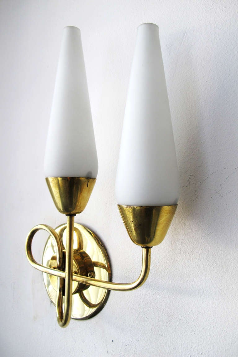 Mid Century Italian Double Cone Shade Lamps 5