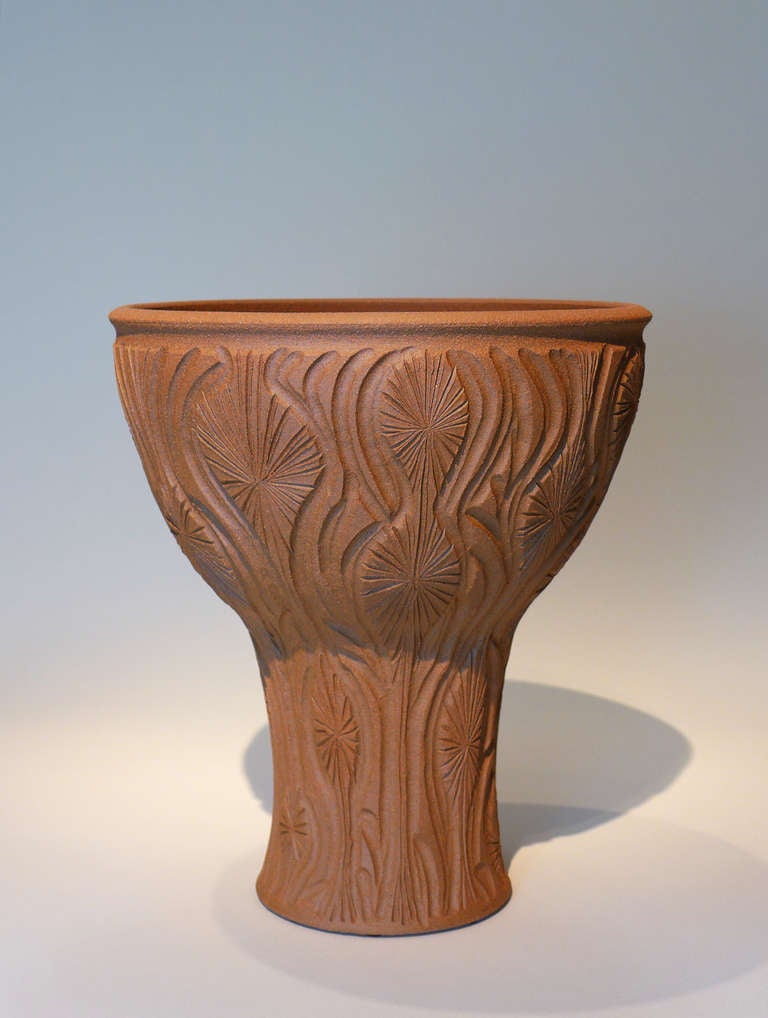 Large, signed, handcrafted earthenware planter by Robert Maxwell. .