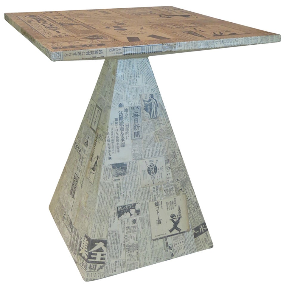 1920s Newspaper-Covered Geometric Table