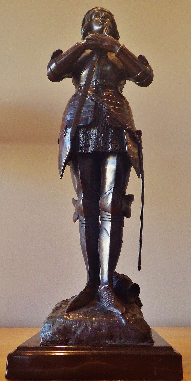 Bronze Joan of Arc Sculpture In Excellent Condition In Los Angeles, CA