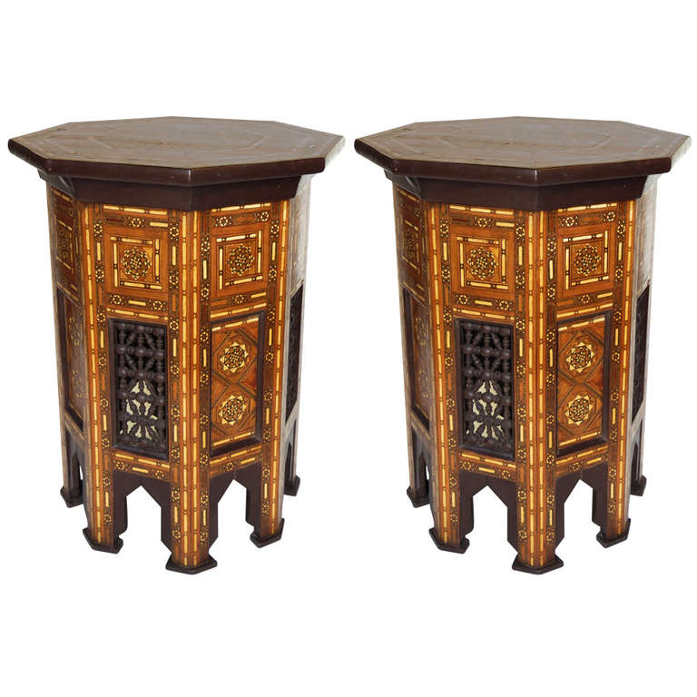 Pair of Inlaid Syrian Side Tables