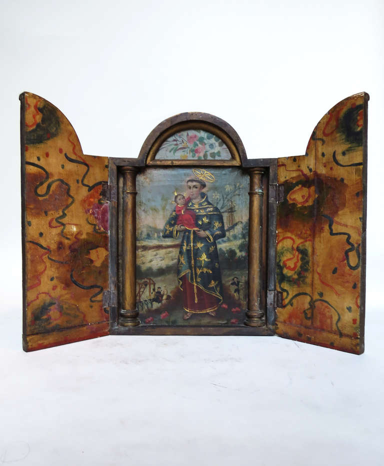 A very unique work of art hailing from early 19th c. Portugal. The religious artwork is breathtaking.

**Please contact us in advance if you would like to view this item at our showroom. We have a large inventory and many of our items are stored