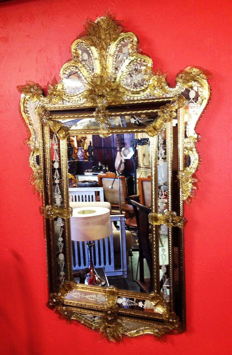One-of-a-kind Murano glass mirror form the early 20th c.