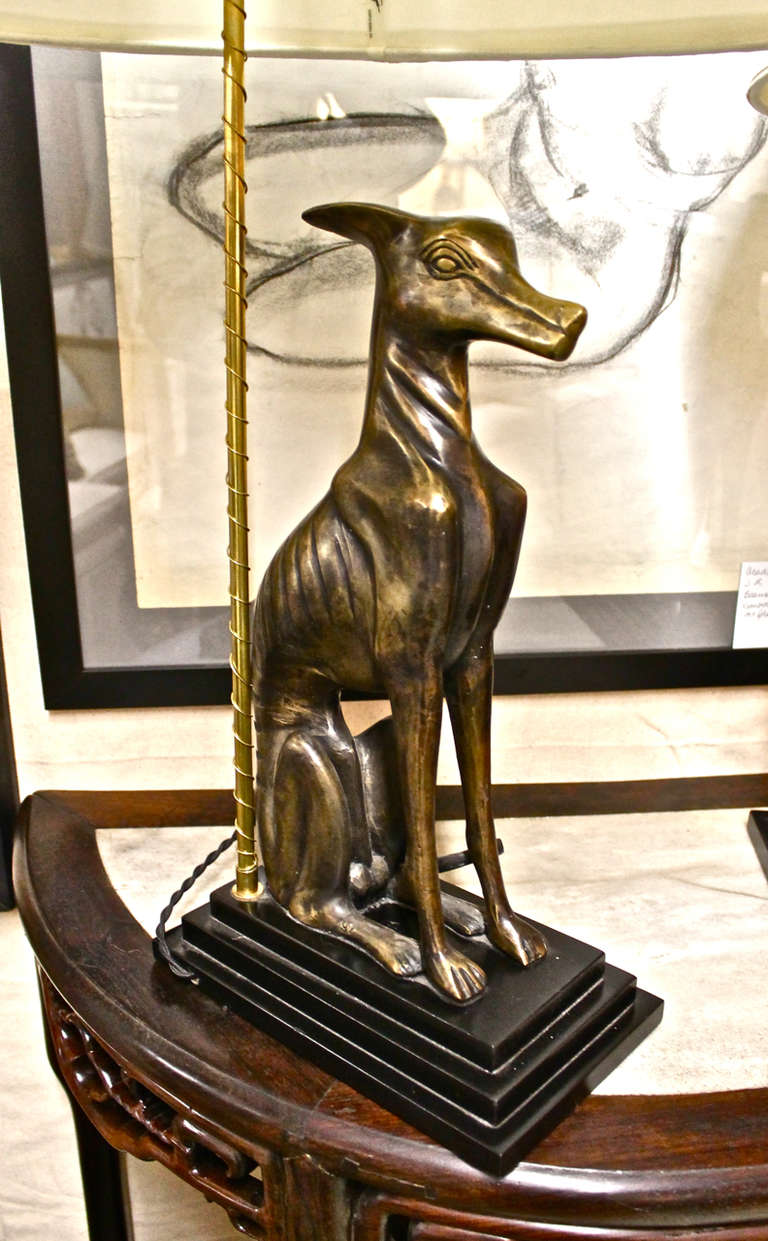 Pair of Brass Whippet Lamps 1