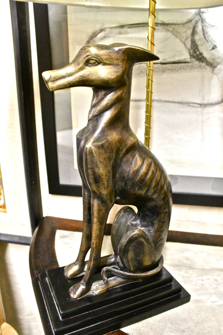 20th Century Pair of Brass Whippet Lamps