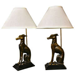 Pair of Brass Whippet Lamps