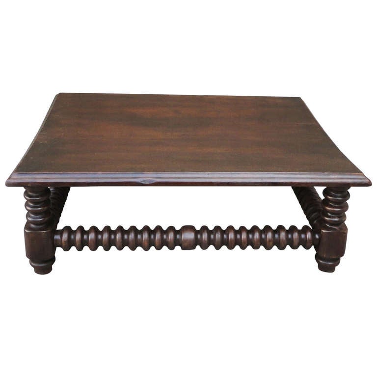 Early 20thc Pine Spindle Coffee or Cocktail Table