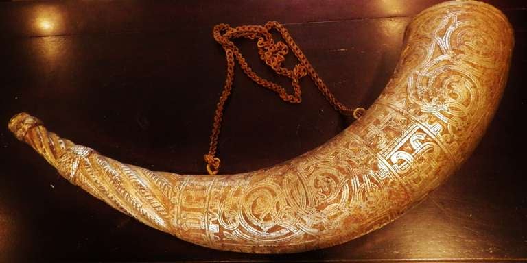 Rare German Hunting Horn In Distressed Condition In Los Angeles, CA