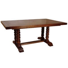 Jacobean Style Dining Table with Barley Twist Column Legs
