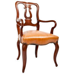 Louis XV French Carved Walnut Arm Chair