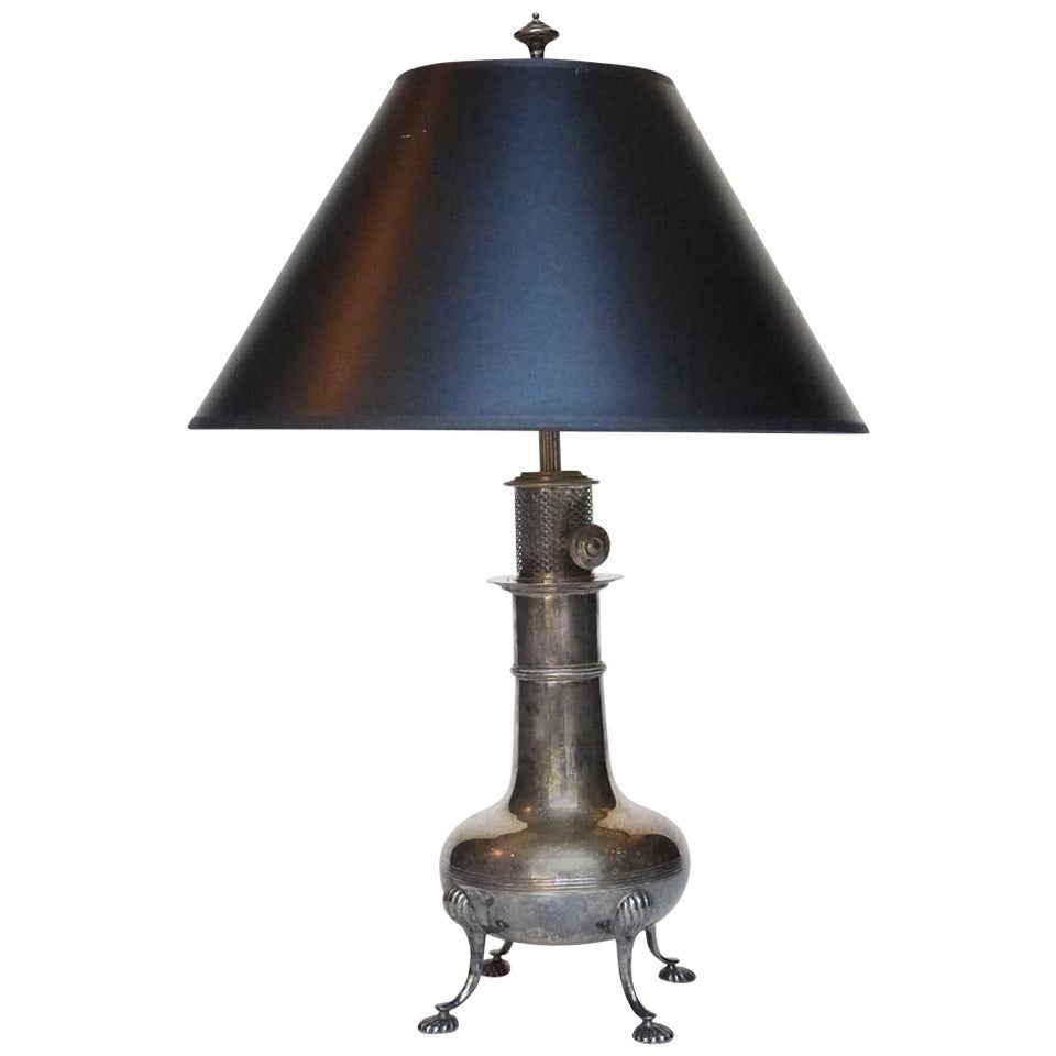 Silver-Plated Table Lamp For Sale