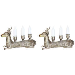 Pair of Sliver Reindeer Candle Holders