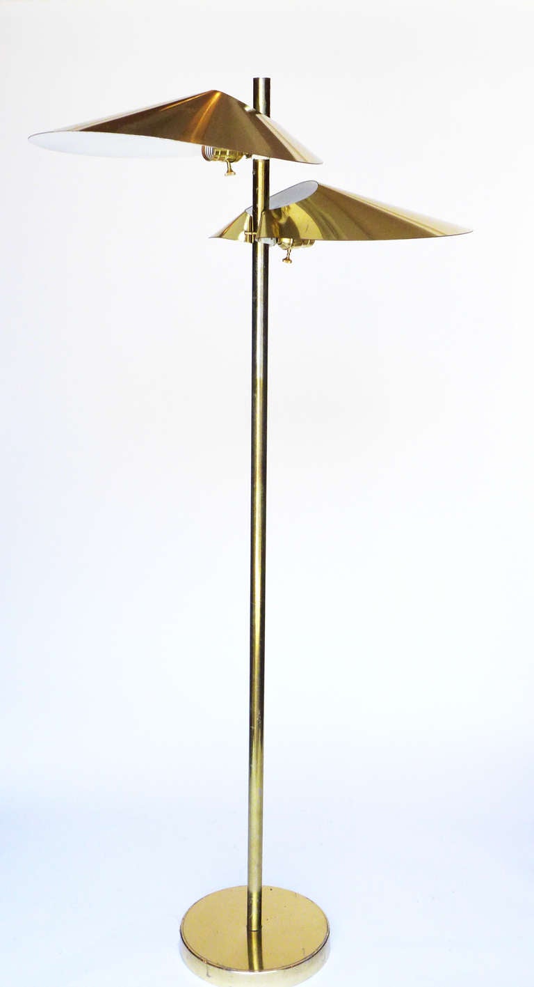 Jere Double-Shade Brass Floor Lamp.