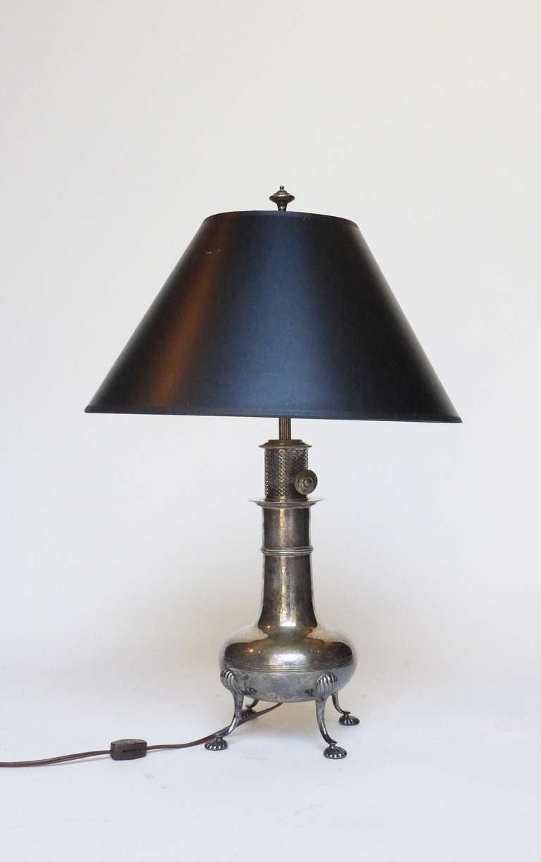 Art Deco Silver-Plated Table Lamp For Sale
