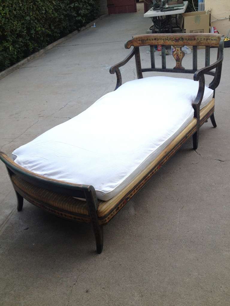 One of a kind Italian daybed with beautiful stenciling throughout.