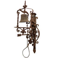 Antique California Rancho Figural Padre Wrought Iron Entry Bell