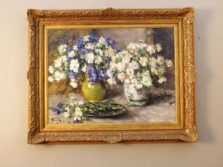 Beautiful painting by renowned Belgian artist Baron Herman Courtens. This 24