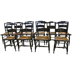 Set of Ten Used Hitchcock Chairs, circa 1850