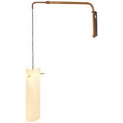 1960s Brass & Glass Articulating Wall Sconce by Lightolier