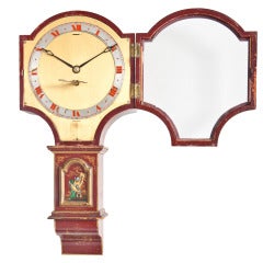 Antique English Chinoiserie Painted Wall Clock by JJ Elliott
