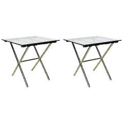 Pair of Jacques Adnet Style Faux Bamboo Side Tables