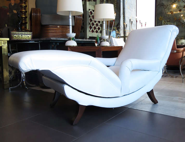 Mid-20th Century White Leather Mid-century Chaise For Sale