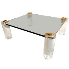 Mid Century Lucite and Glass Coffee Table by Karl Springer