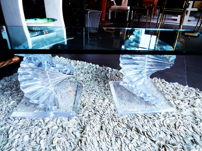 1970s Spiral Lucite/Glass Coffee Table 4