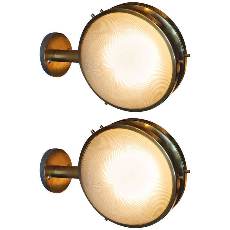 Pair of Brass DoubleSided Sconces by Sergio Mazza for Artemide at 1stdibs