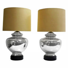 Pair of Mercury Glass Ginger Jar Lamps