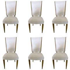Set of Six French Moderne Dining Chairs