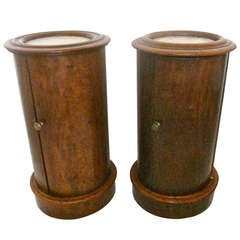 "Near" Biedermeier Round Bedside Cabinets