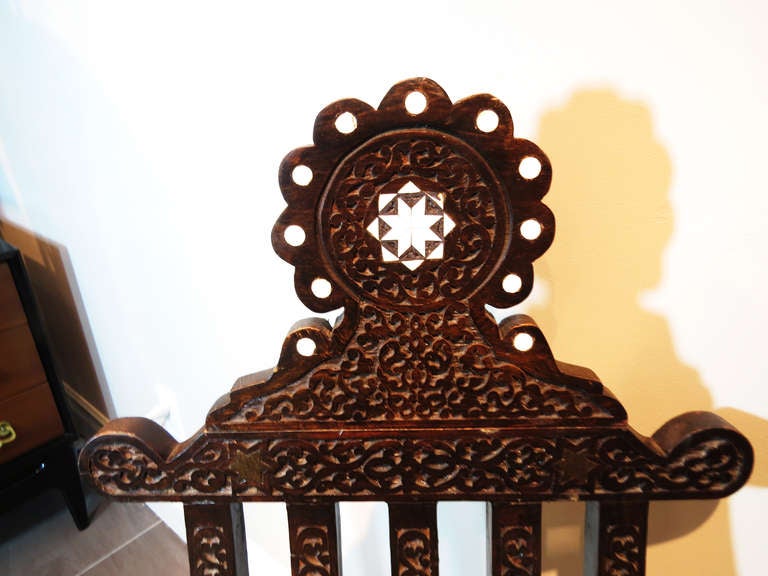 Pair of Moroccan Carved Folding Chairs 2
