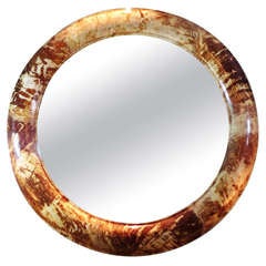 Large Convex Mirror with Lacquered Vellum Frame