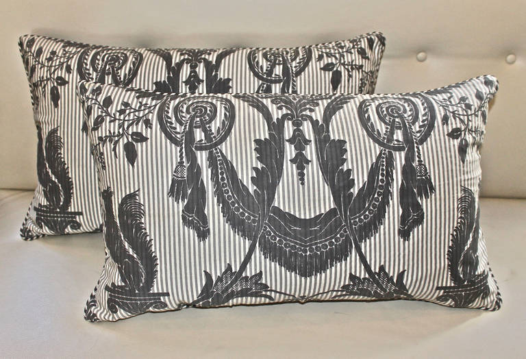 Chaming and fun pair of Fortuny pillows created with a panel of 