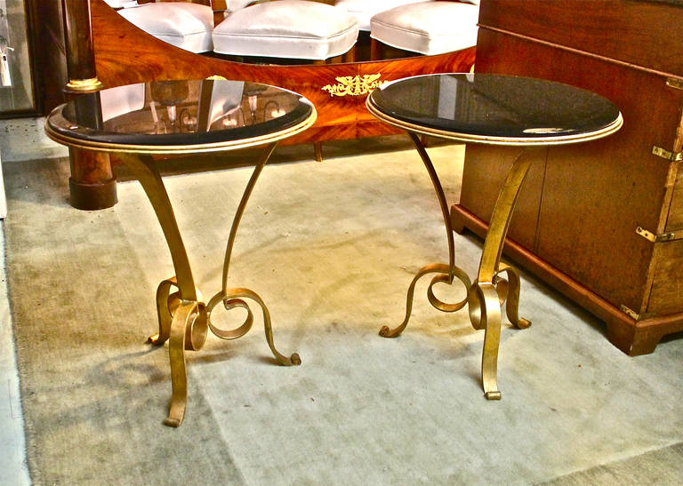 Late 20th Century Pair of Forged Iron and Granite Tables