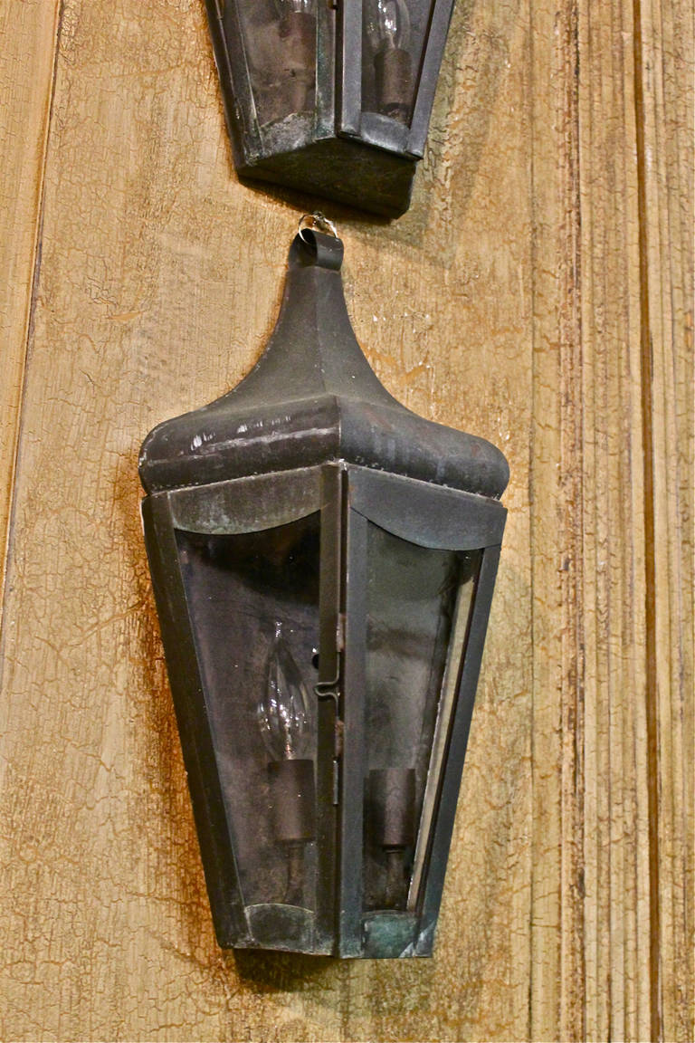 20th Century Set of Four Vintage Copper Wall Lanterns