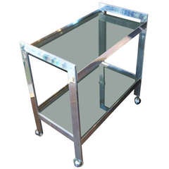 Vintage Polished Aluminum Serving Cart