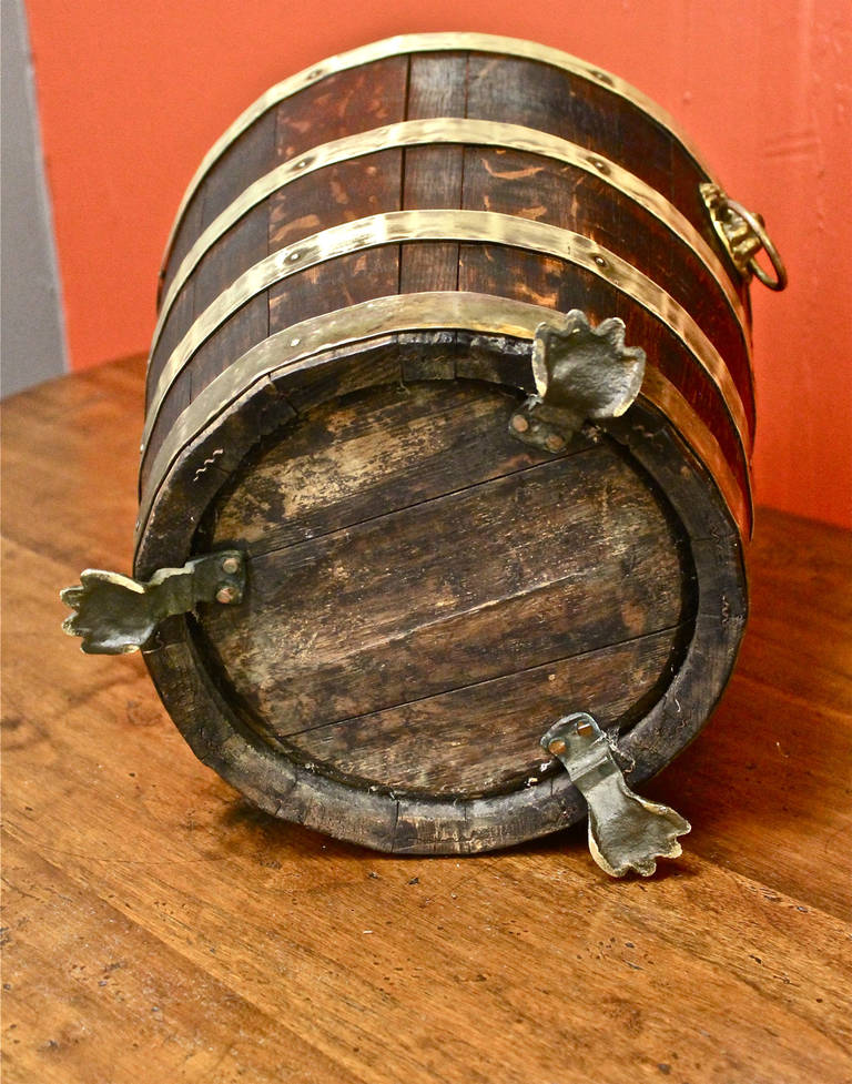 19th Century English Regency Oak and Brass Wine Bucket, circa 1820