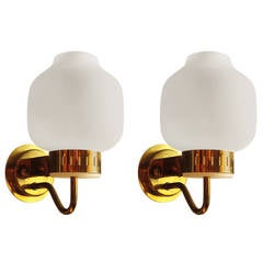 Pair of Brass and Glass Sconces by Stilnovo