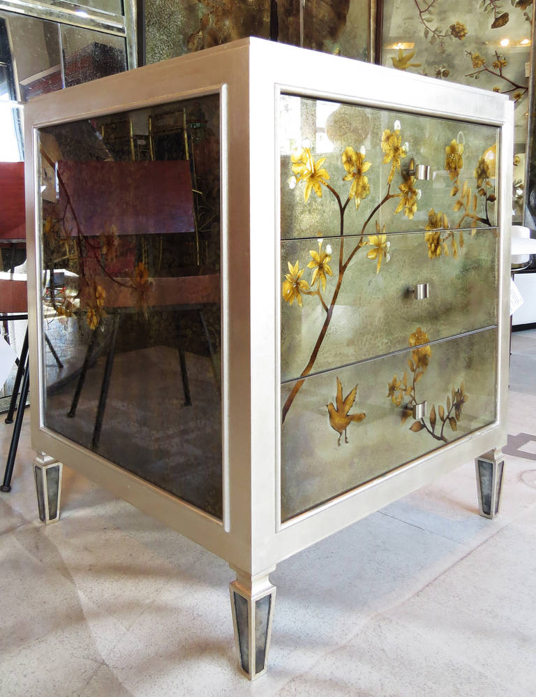 20th Century Pair of Verre Églomisé Chests