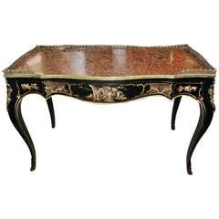 French Black Lacquer and Mother-of-Pearl Inlaid Desk
