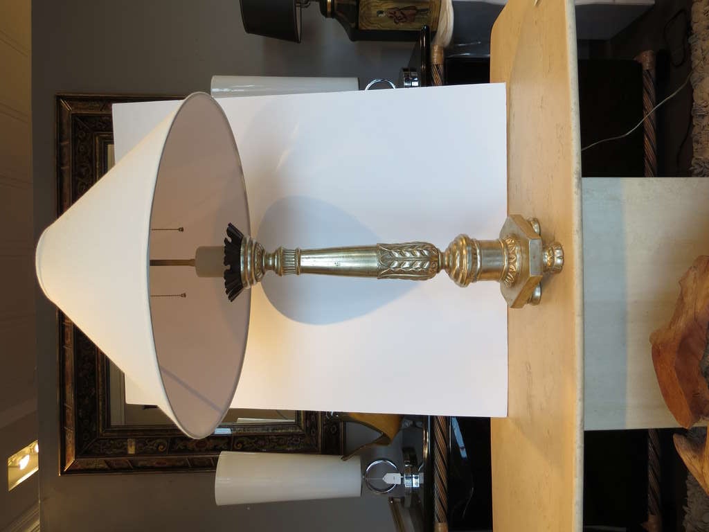 Pair of Silver Leaf Lamps In Excellent Condition In Los Angeles, CA