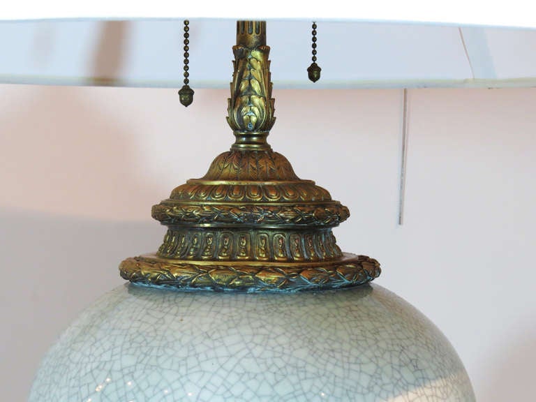 Oversized Ceramic Crackle Glazed Table Lamp at 1stDibs