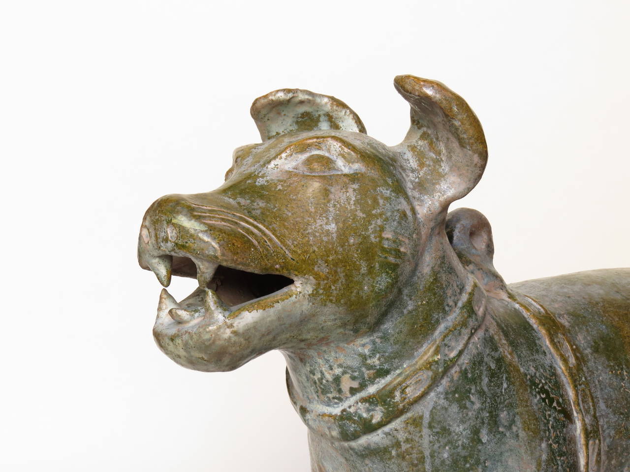 Folk Art Han Dynasty Style Bronze Dog Sculpture