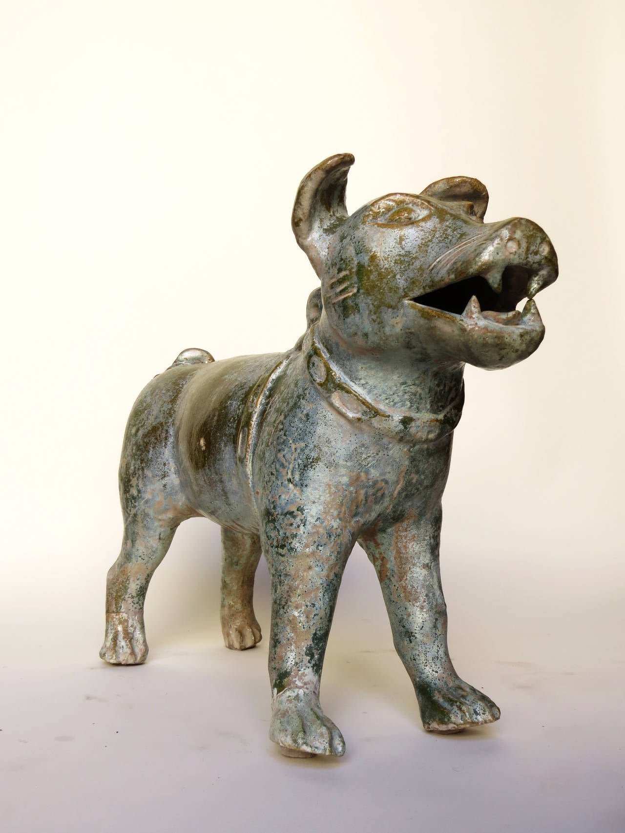 Chinese bronze dog sculpture.Beautiful patina.
