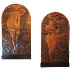 Pair of Wooden Carved Panels