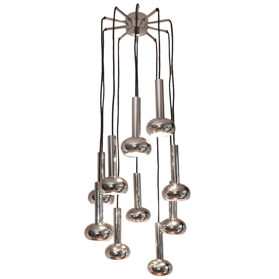 Dänischer moderner Multi-Pendant-Kronleuchter.